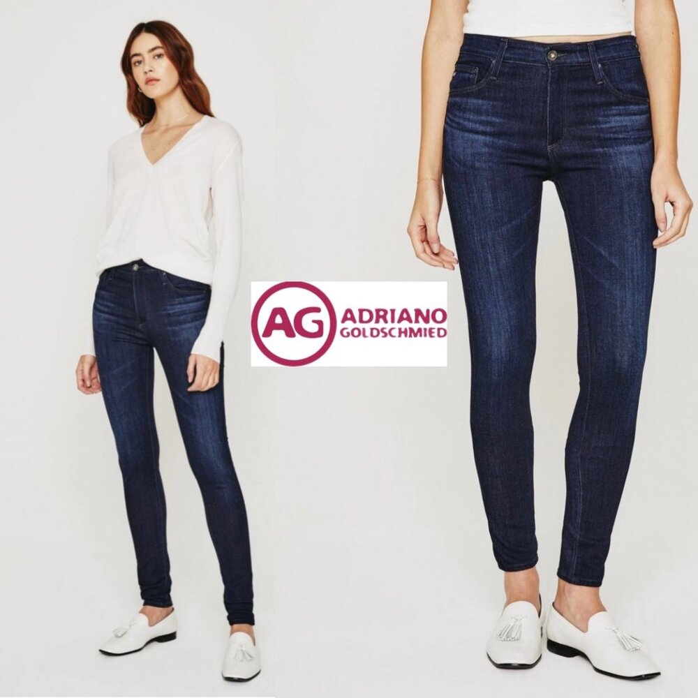 AG Adriano Goldschmied 29 High Rise Waisted Skinny Jeans Farrah Blue Brooks Dark